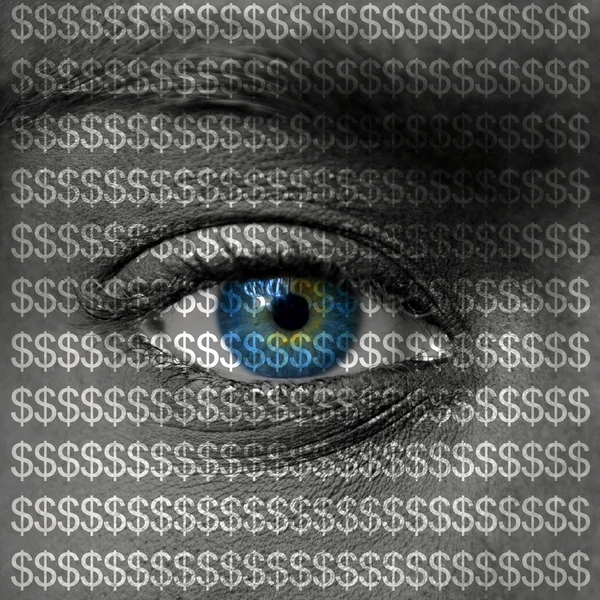 青い目とドル記号 - お金の概念 — ストック写真
