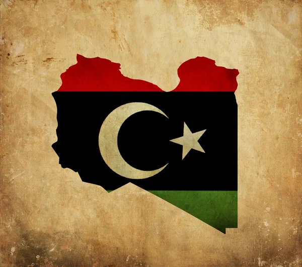 Ročník mapa Libye na papíře grunge — Stock fotografie