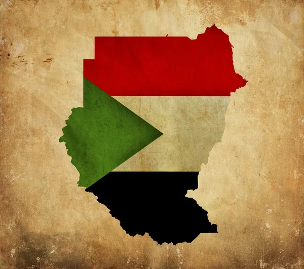 Стародавню карту Судан на папері гранж — стокове фото