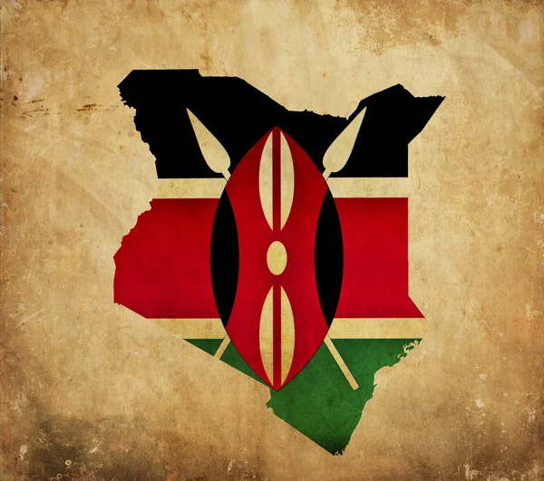 그런 지 종이에 케냐의 빈티지 지도 — 스톡 사진