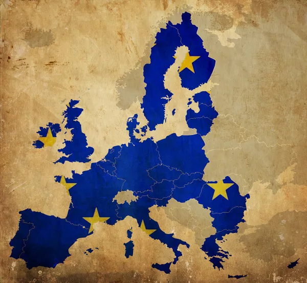 Карта стран Европейского Союза на старинной бумаге — стоковое фото