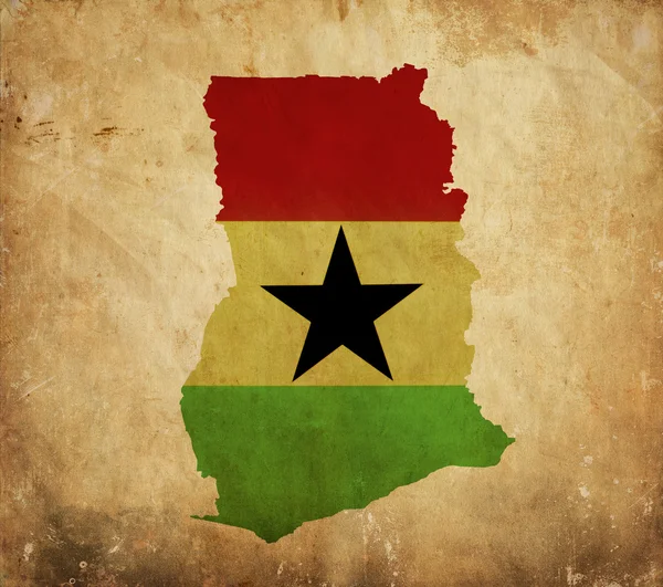 Ročník mapa Ghany na papíře grunge — Stock fotografie