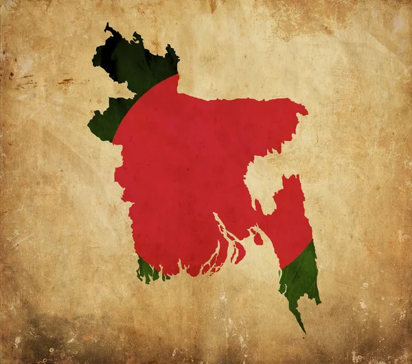 Винтажная карта Бангладеш на гранж-бумаге — стоковое фото