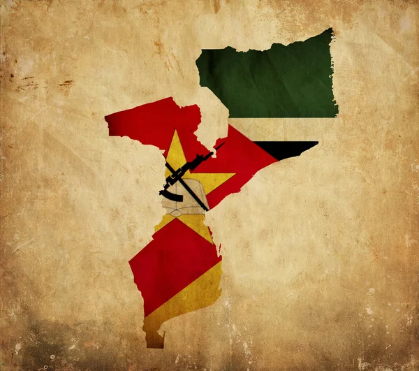 Vintage Landkarte von Mosambik auf Grunge-Papier — Stockfoto