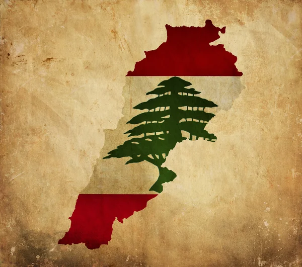 Vintage kaart van Libanon op grunge papier — Stockfoto