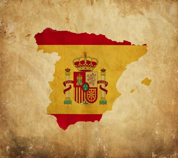 Винтажная карта Испании на гранж-бумаге — стоковое фото