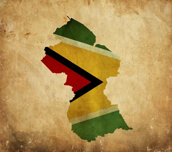 Vintage-Karte von Guyana auf Grunge-Papier — Stockfoto