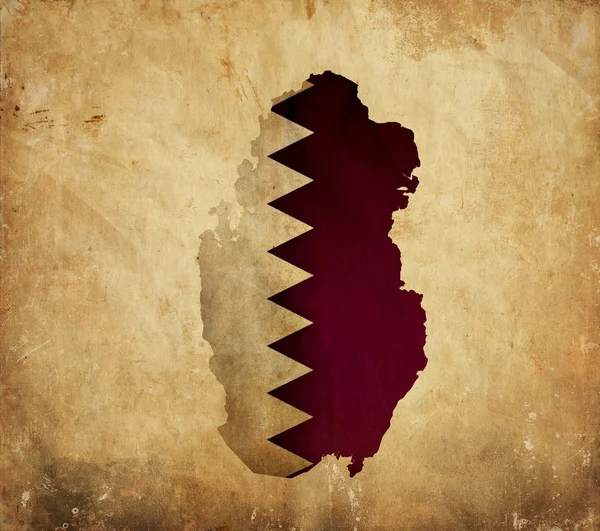 Винтажная карта Катара на гранж-бумаге — стоковое фото