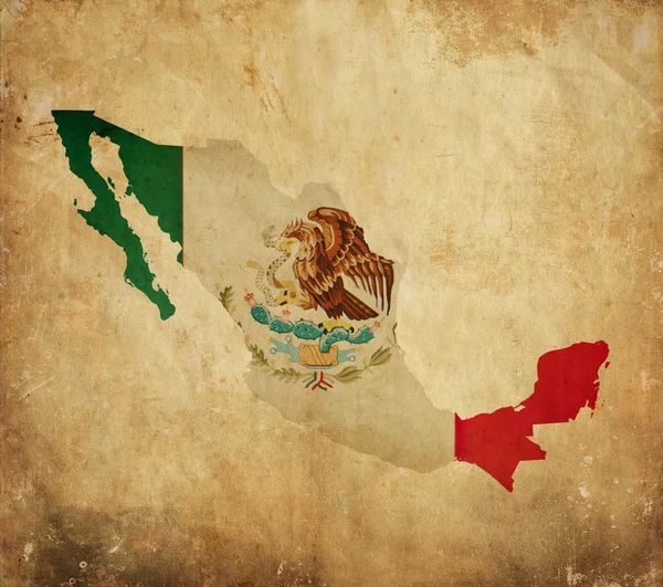 Vintage Landkarte von Mexiko auf Grunge-Papier — Stockfoto