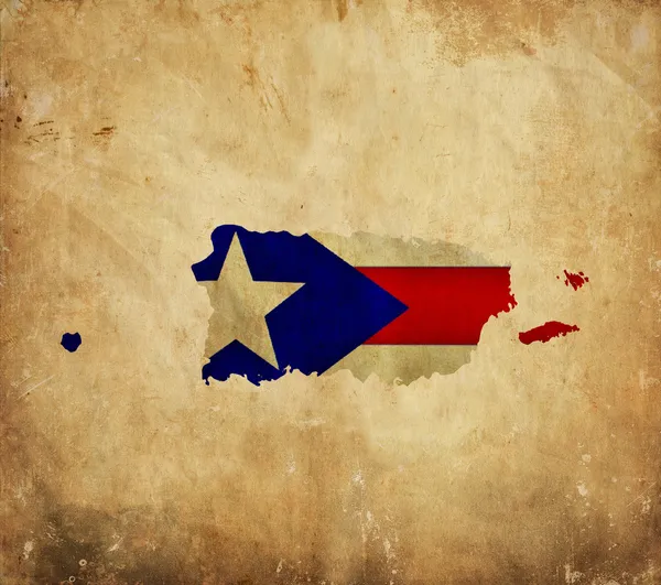 Винтажная карта Пуэрто-Рико на гранж-бумаге — стоковое фото