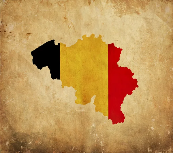 Ročník mapa Belgie na papíře grunge — Stock fotografie