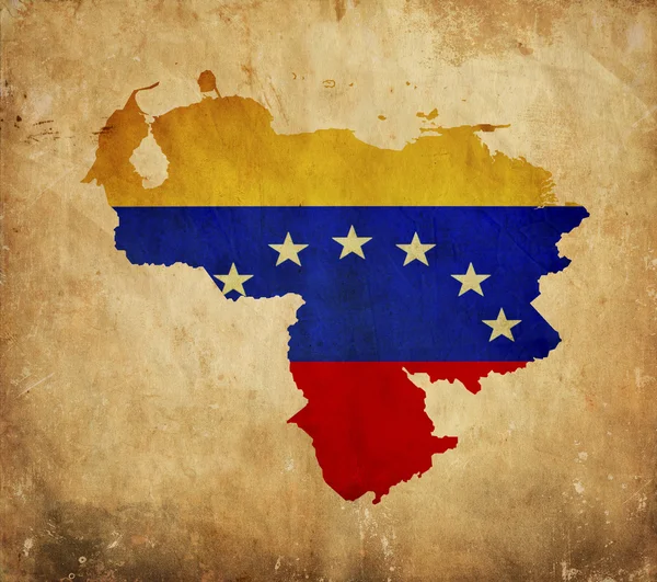 委内瑞拉 grunge 纸上的复古地图 — Stockfoto