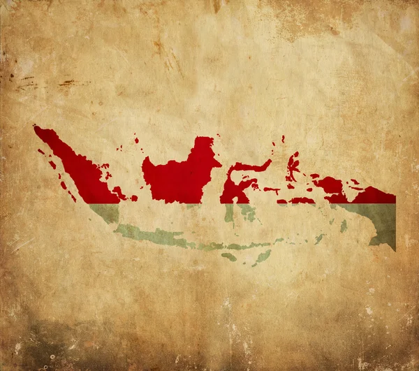 Ročník mapa Indonésie papírově grunge — Stock fotografie