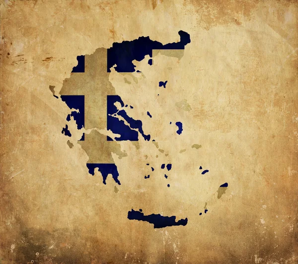 Винтажная карта Греции на гранж-бумаге — стоковое фото