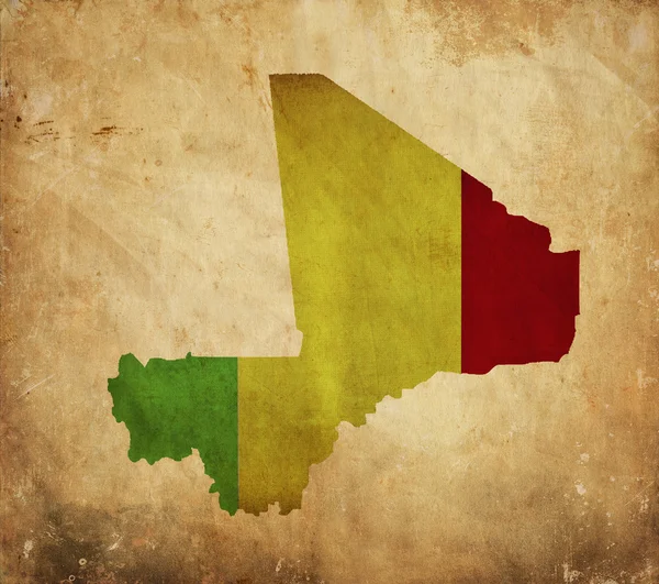 Винтажная карта Мали на гранж-бумаге — стоковое фото