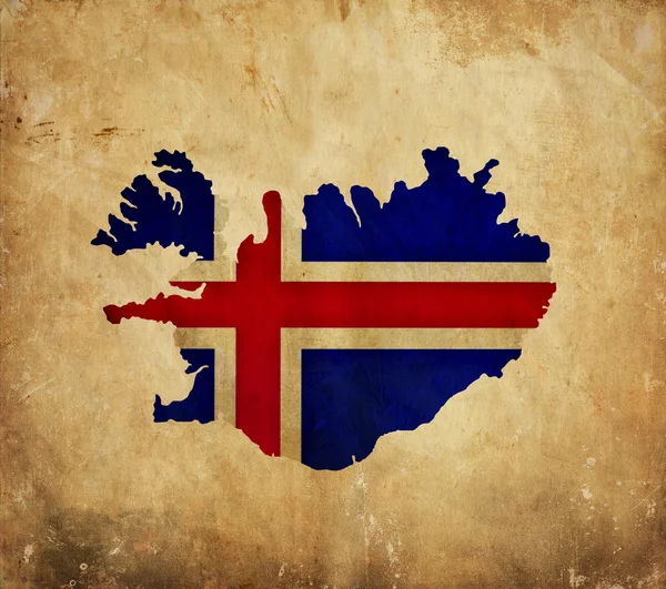 冰岛 grunge 纸上的复古地图 — 图库照片