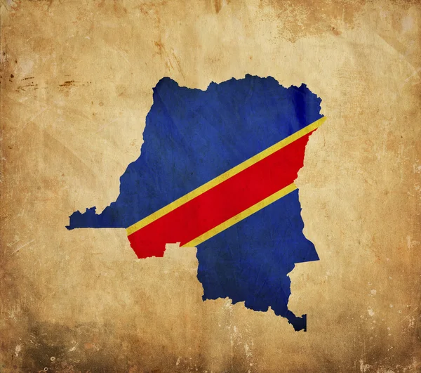 Винтажная карта Демократической Республики Конго на гранж-бумаге — стоковое фото