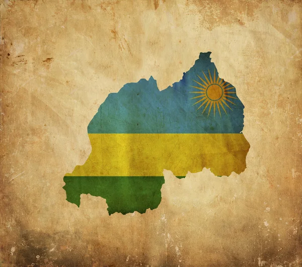 グランジ紙の上のルワンダのビンテージ地図 — ストック写真