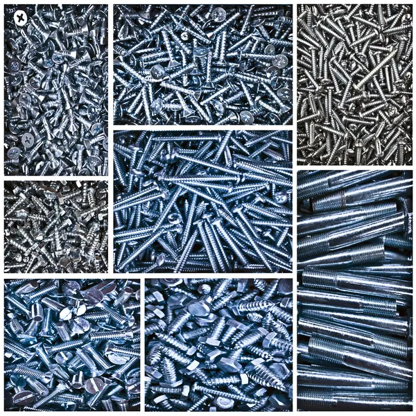 Collage of various screws — Stock Photo, Image