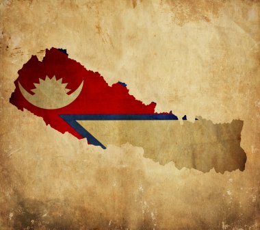 Vintage map of Nepal on grunge paper clipart