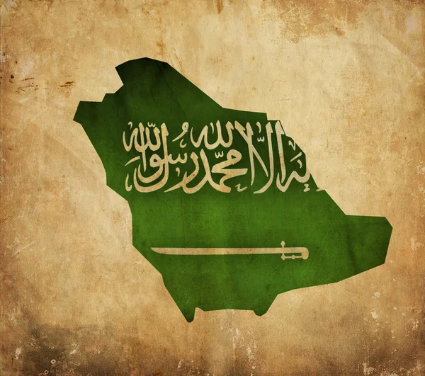 Винтажная карта Саудовской Аравии на гранж-бумаге — стоковое фото