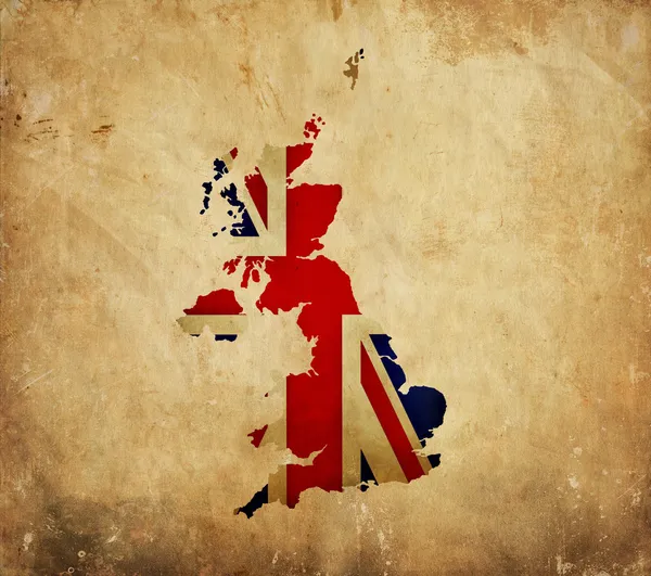 Landkarte des Vereinigten Königreichs auf Grunge-Papier — Stockfoto