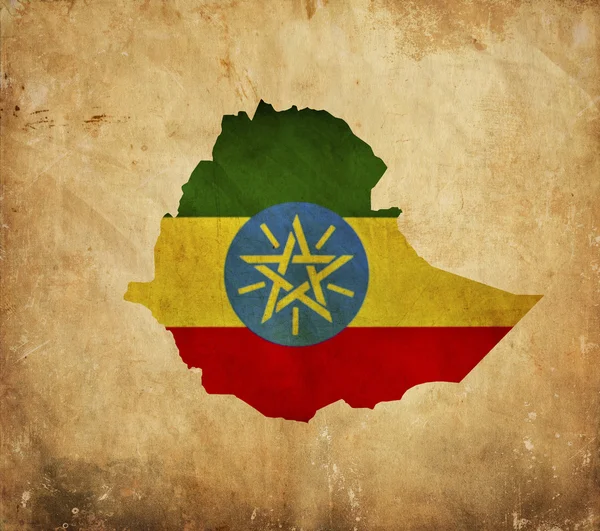 グランジ紙の上のエチオピアのビンテージ地図 — ストック写真