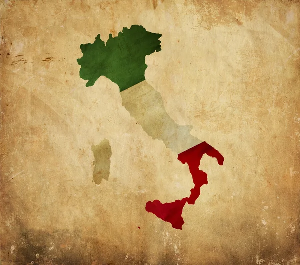Vintage Landkarte von Italien auf Grunge-Papier — Stockfoto