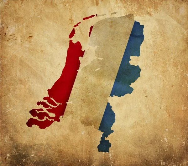 Ročník mapa Nizozemska na papíře grunge — Stock fotografie