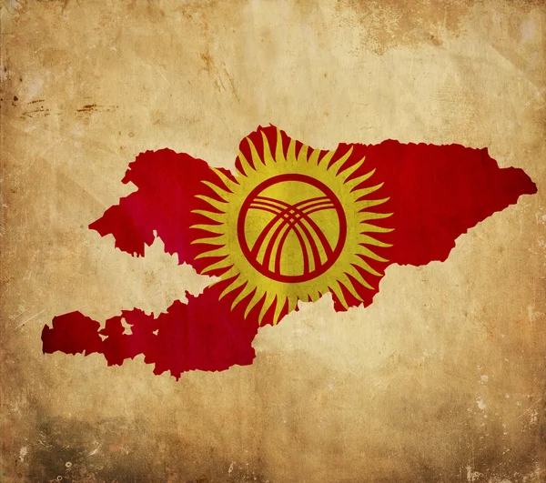Mapa vintage de Kirguistán en papel grunge — Foto de Stock
