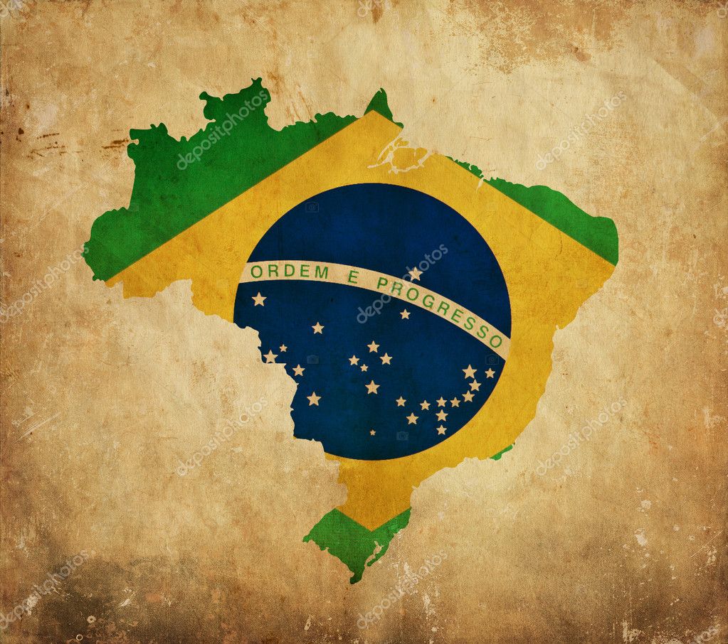 Vintage Mapa De Brasil Sobre Papel Grunge — Fotografias De Stock