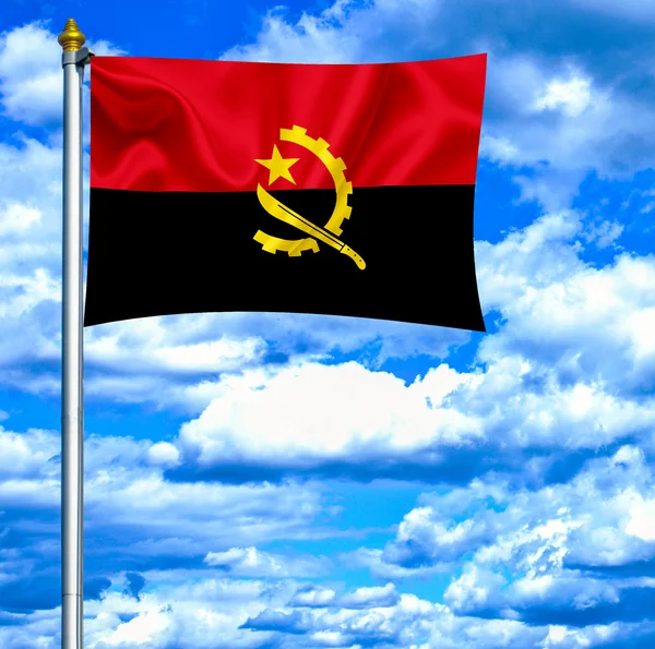 Андорра машет флагом на фоне голубого неба — стоковое фото