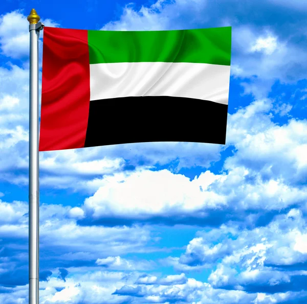 United Arab Emirates waving flag against blue sky — Stock Photo, Image