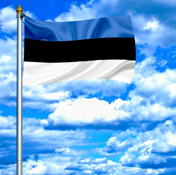Estonia sventola bandiera contro il cielo blu — Foto Stock