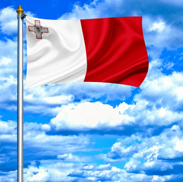 stock image Malta waving flag against blue sky