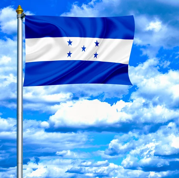 Ονδούρα, κουνώντας τη σημαία μπλε ουρανό — Φωτογραφία Αρχείου