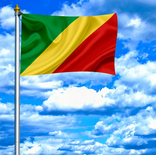 Congo ondeando bandera contra el cielo azul —  Fotos de Stock