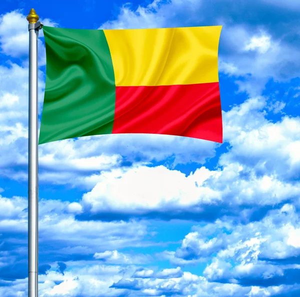 stock image Benin waving flag against blue sky