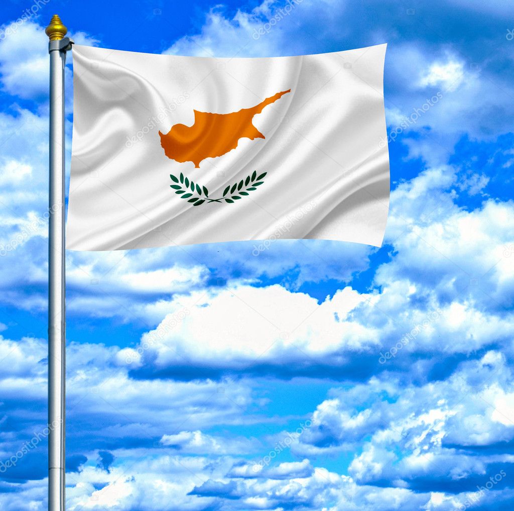 Cyprus waving flag against blue sky