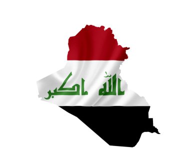 Map of Iraq with waving flag isolated on white clipart