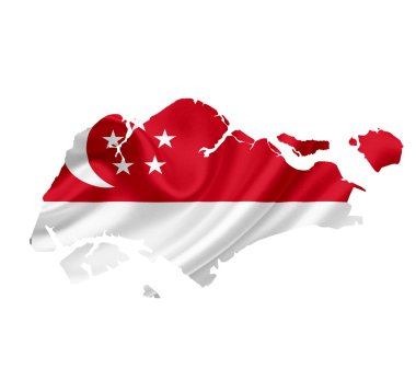 izole üzerine beyaz bayrak sallayarak ile Singapur Haritası