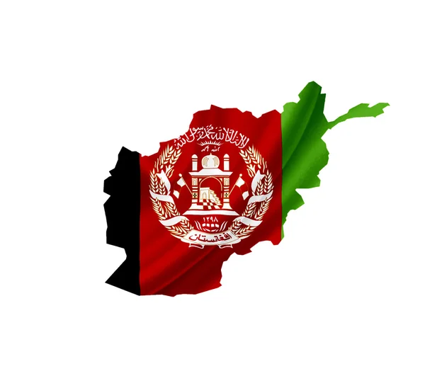 Landkarte Afghanistans mit wehender Fahne auf weißem Hintergrund — Stockfoto