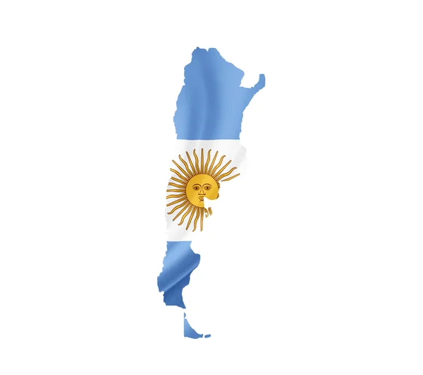 Landkarte von Argentinien mit wehender Fahne auf weißem Hintergrund — Stockfoto