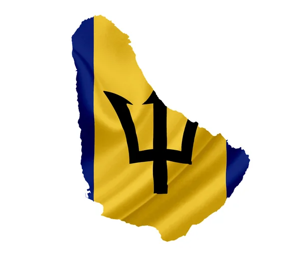Map of Barbados with waving flag isolated on white — Stock Photo, Image