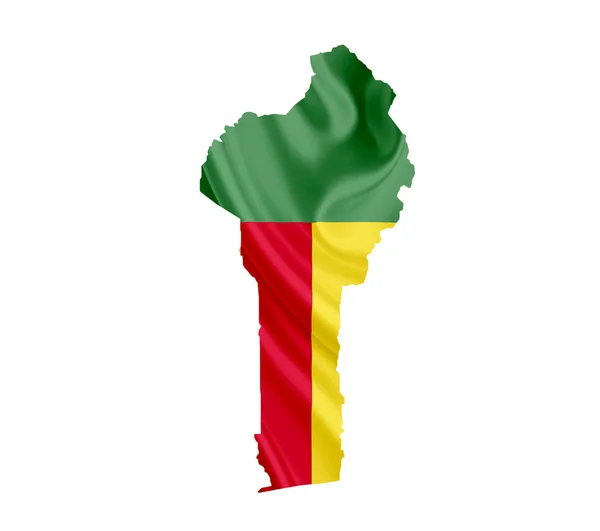 Mapa Beninu se mává vlajkou izolovaných na bílém — Stock fotografie