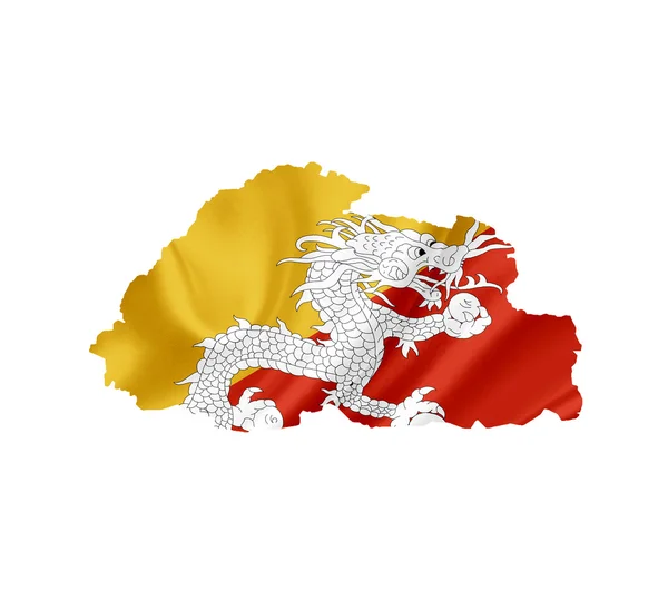 Mapa macha na białym tle flaga Bhutanu — Zdjęcie stockowe