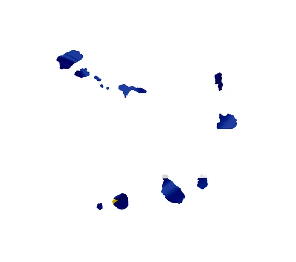 Mapa Kapverdských ostrovů s mává vlajkou izolovaných na bílém — Stock fotografie