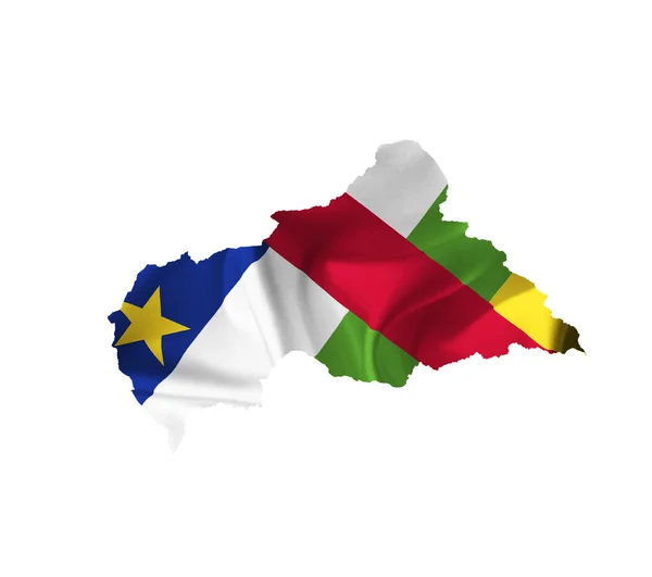 Mapa de República Centroafricana con bandera ondeante aislado en whi —  Fotos de Stock