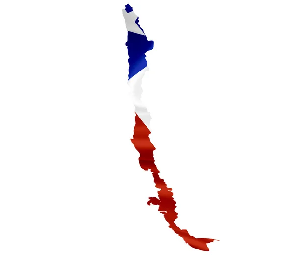Karta över chile med viftande flagga isolerad på vit — Stockfoto