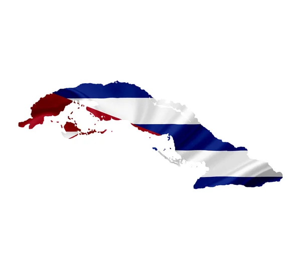 Mapa Kuby s mává vlajkou izolovaných na bílém — Stock fotografie